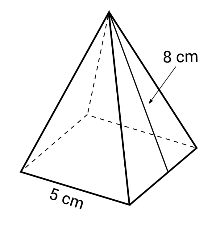 Students calculating the surface area of different pyramids on a geometry worksheet