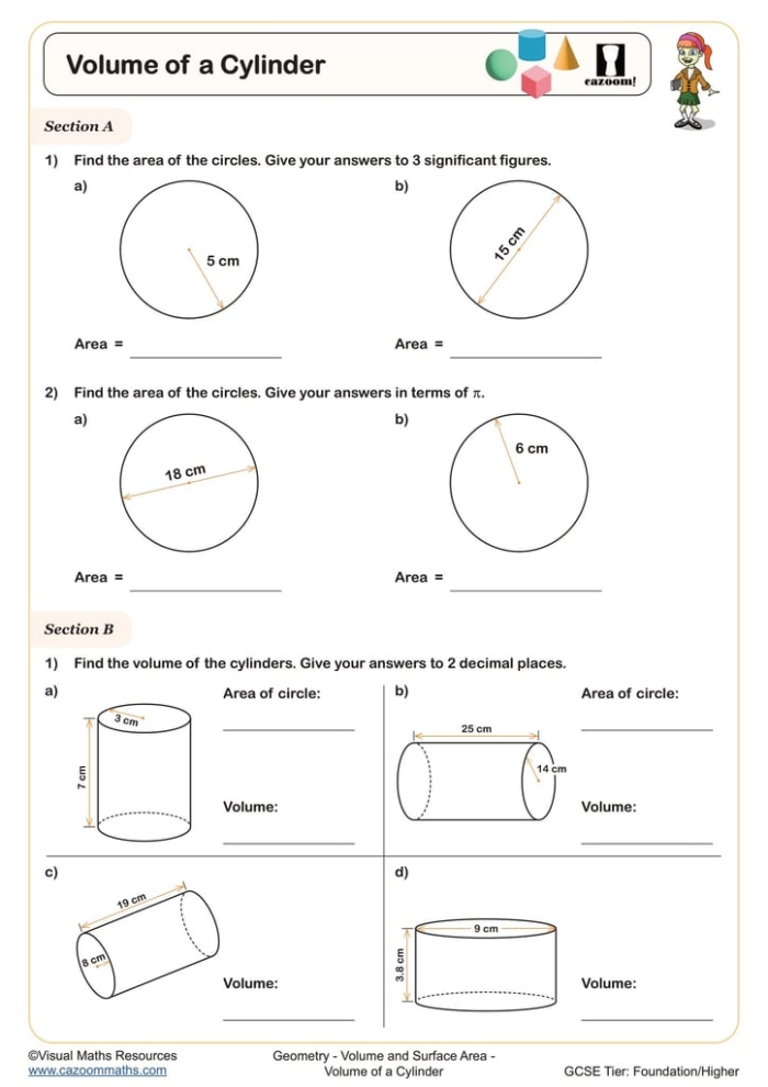Sixth grade geometry worksheet featuring practice problems for calculating the surface area of various square and triangular pyramids
