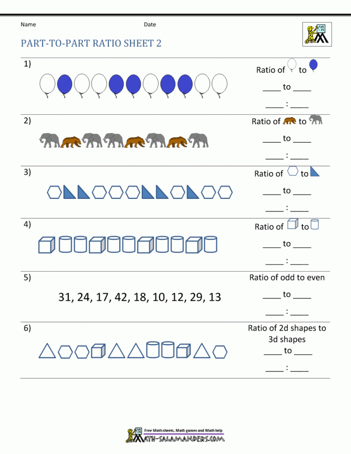 Math practice page 6 focused on equivalent ratios and geometry concepts for sixth graders Sixth grade geometry worksheet featuring exercises on identifying ratios and greatest common factors