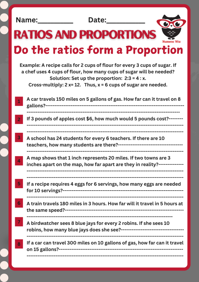 Sixth grade math worksheet for identifying equivalent ratios and proportions