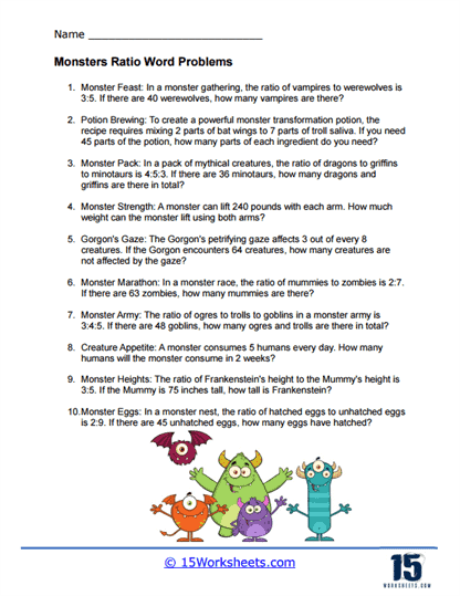 Worksheet featuring ratio word problems for sixth graders to solve. Practice applying ratio reasoning in real-life scenarios.