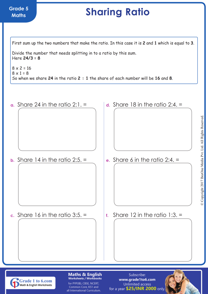 Practice worksheet for understanding ratios and greatest common factors Worksheet on ratios for sixth graders focusing on identifying ratios and equivalent values