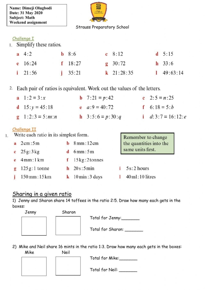 Practice worksheet for identifying ratios and greatest common factors in geometry Worksheet showcasing various ratios and equivalent ratios for sixth-grade students