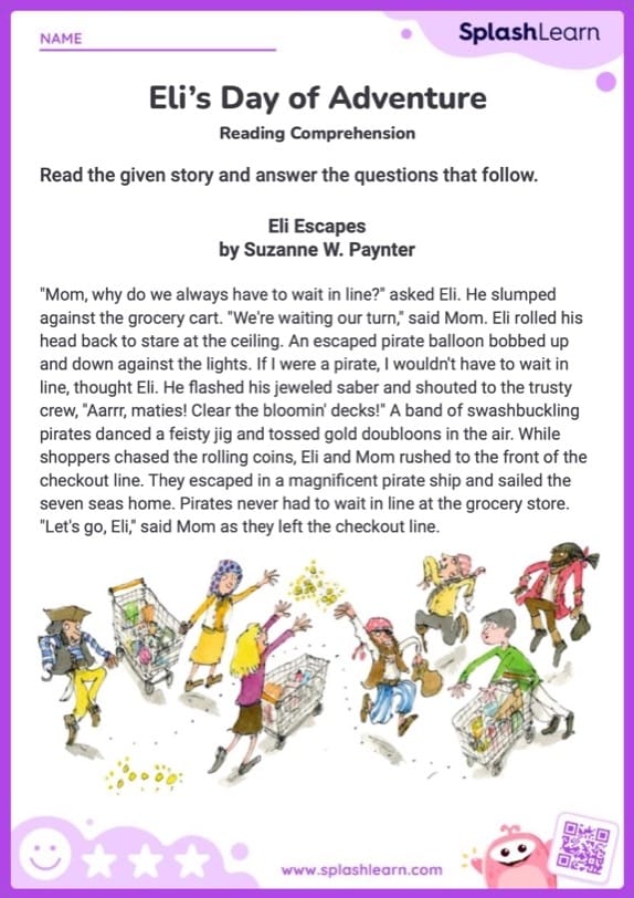Reading Comprehension The Adventure Begins worksheet 19 preview Sixth grade student reading the adventure begins short story worksheet for class