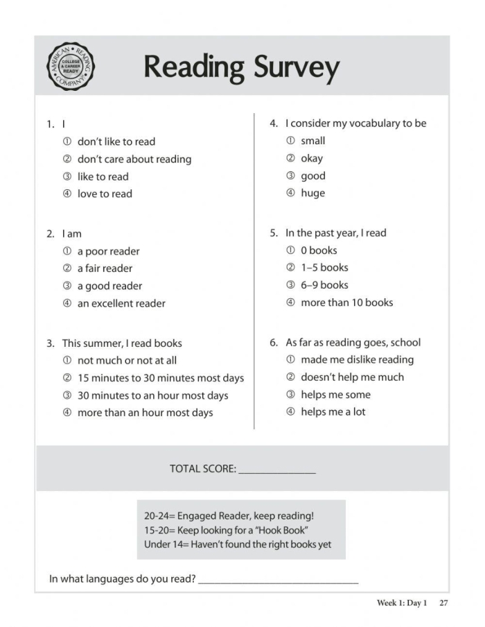 Reading Survey worksheet designed for sixth graders to reflect on their reading habits and set goals. All About My Reading Goal worksheet for enhancing phonics skills in students.