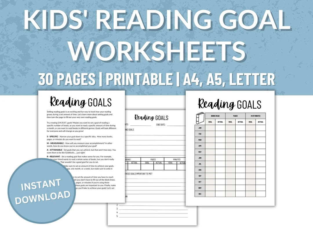 Worksheet featuring a Reading Survey for students to explore their reading identities and set goals