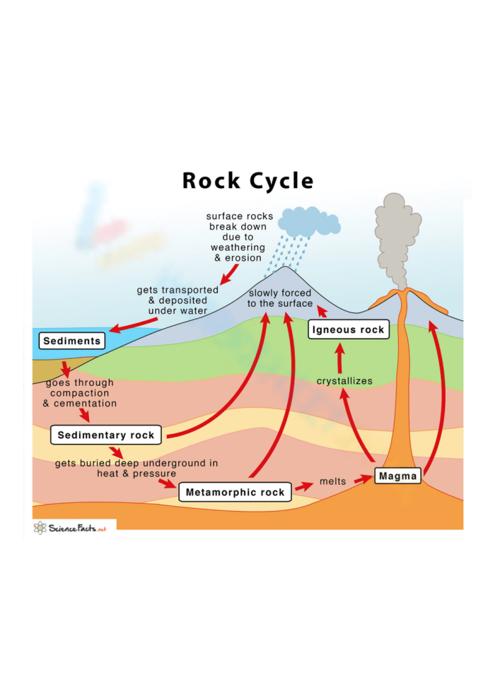 Sixth grade students filling out The Rock Cycle: Energy Flow worksheet to track geological processes