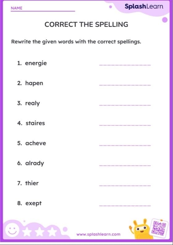 Sixth grade students practicing seasonal vocabulary with a spelling correction worksheet
