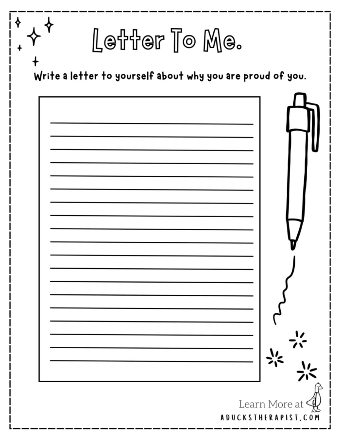 Worksheet for sixth graders focused on self-appreciation writing activity