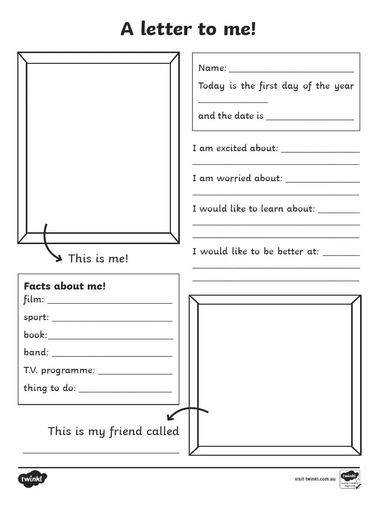 Worksheet for writing a letter of appreciation to oneself, designed for sixth-grade students