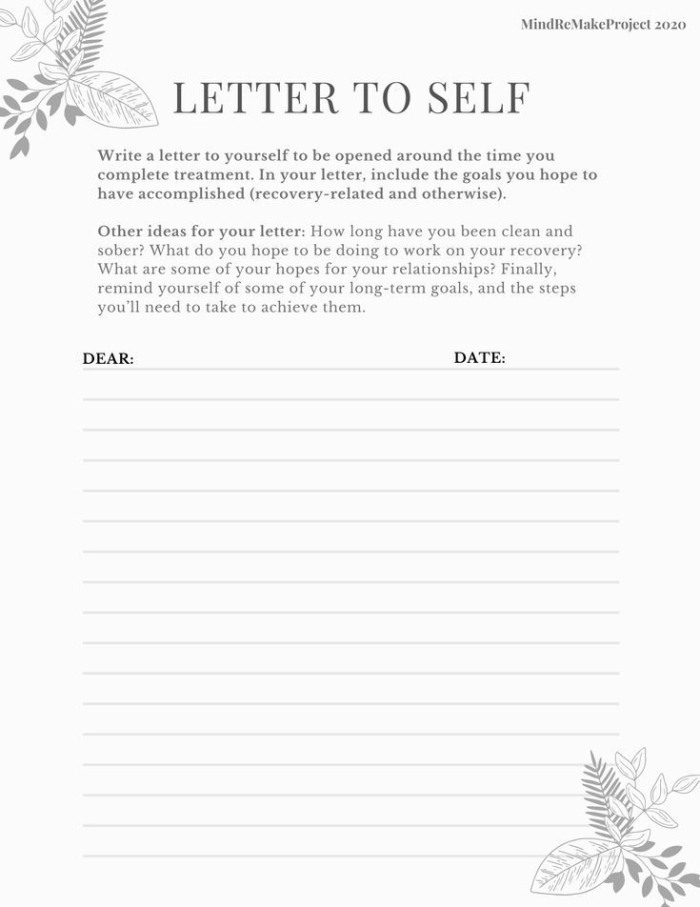 Worksheet for writing a letter of appreciation to oneself, designed for sixth graders