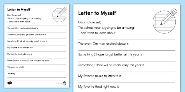 Worksheet for students to write a letter of appreciation to themselves, fostering self-love and confidence. Inspiring self-appreciation activity for sixth graders.