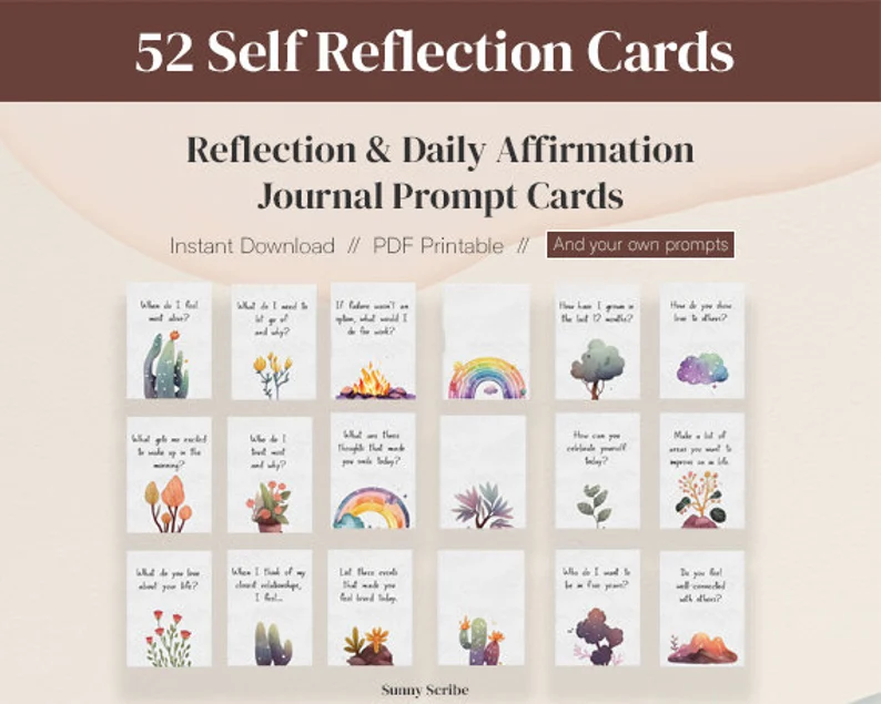 Engaging self-reflection activity for sixth-grade multiplication students, image 14 Self-Reflection Prompt Cards worksheet designed for sixth graders to explore personal insights and social connections
