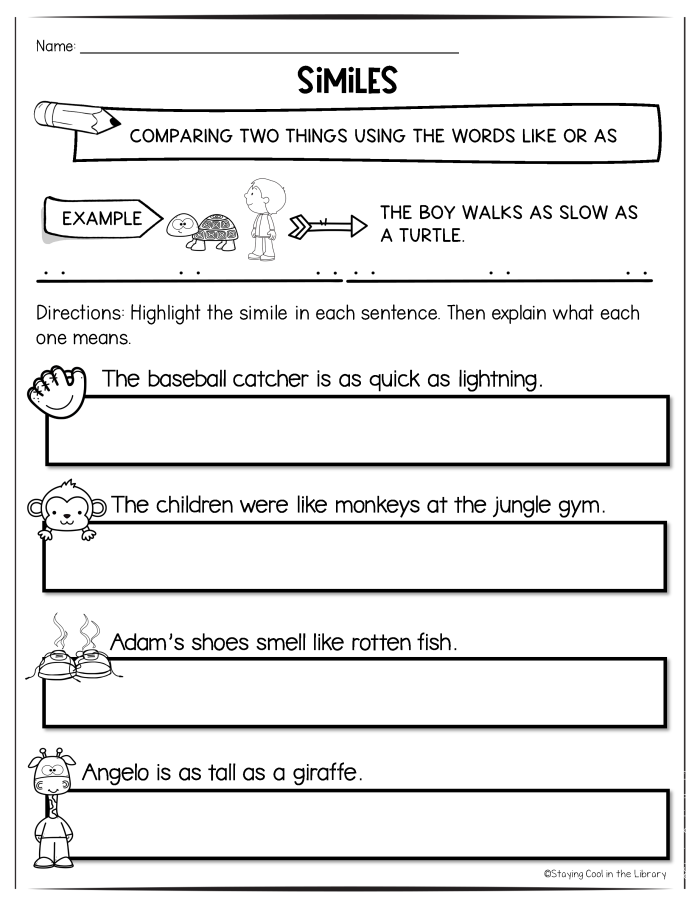 A sixth grade student completes a Valentine's Day-themed maze activity matching similes to their meanings and examples