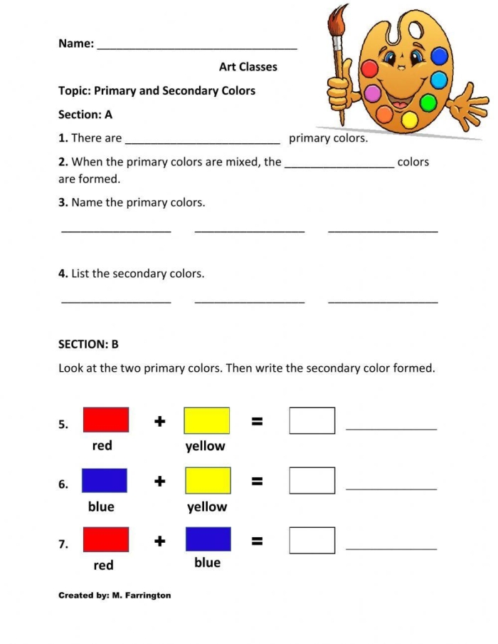 Worksheet illustrating the differences between primary, secondary, and non-historical sources for sixth graders