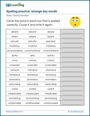 Sixth grade grammar worksheet focused on identifying and correcting misspelled words