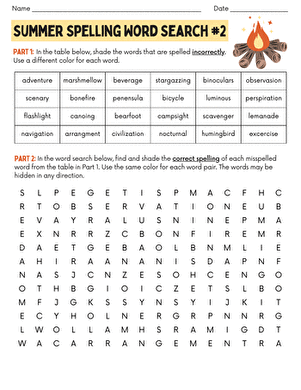 Sixth grade student practicing correct spelling errors on a grammar worksheet