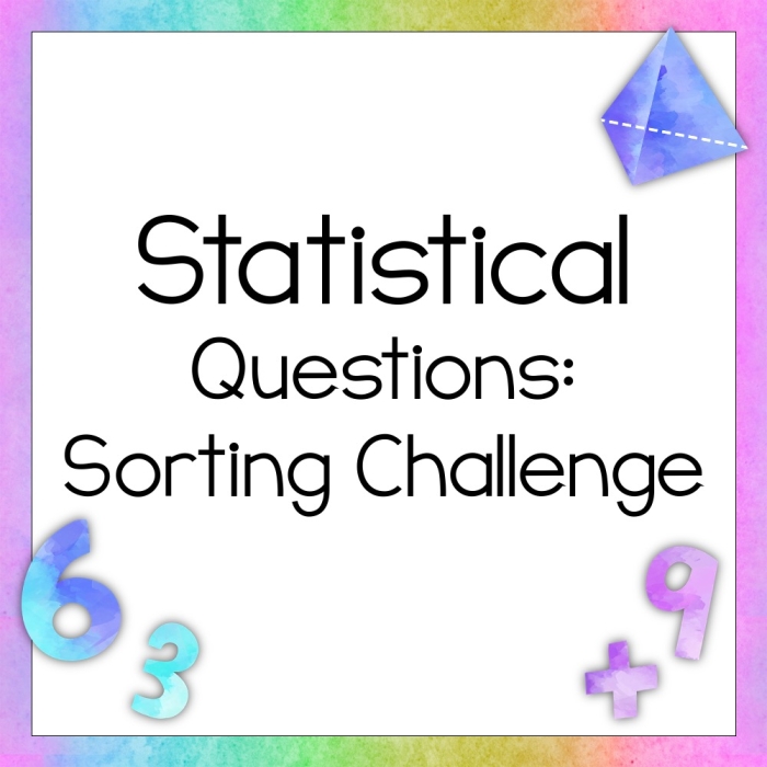 Sixth grade students sorting cards into statistical and non-statistical question categories on a math worksheet