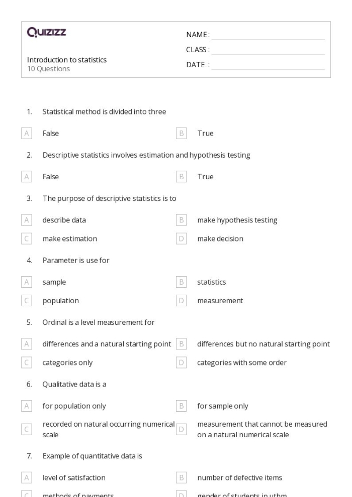 Recognizing Statistical Questions Practice Worksheet 8 Sixth grade math worksheet focused on identifying the difference between statistical and non-statistical questions