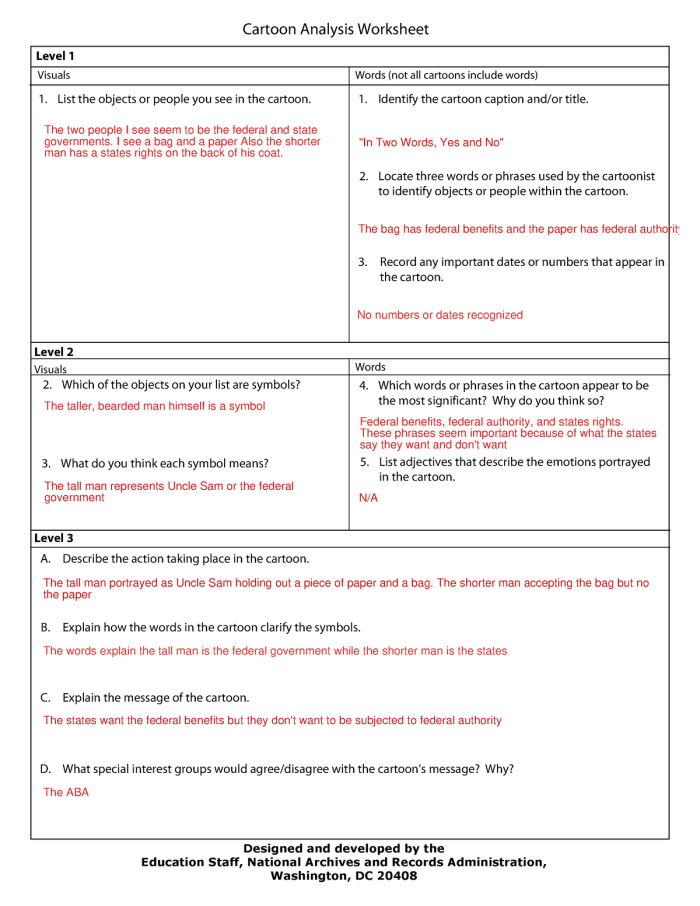 Political cartoon worksheet for Jackson's Presidency analysis Students analyzing a political cartoon on Jackson's banking controversy