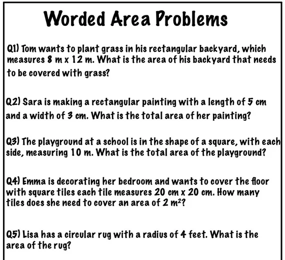 Surface Area Word Problems Worksheet for Sixth Grade Students Worksheet featuring surface area word problems for sixth graders to solve
