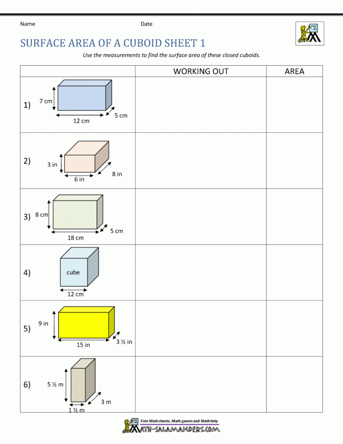 An engaging introduction to understanding surface area for students Worksheet for teaching sixth graders about surface area concepts