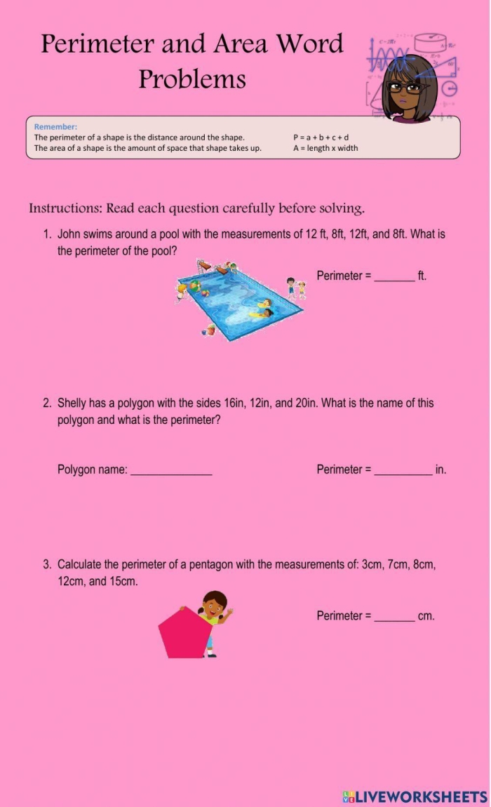 Surface Area Word Problems Worksheet for 6th Grade Math Practice 20 Sixth grade math worksheet featuring geometry practice with surface area word problems