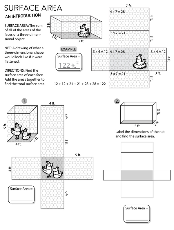 An Introduction to Surface Area worksheet number 19 for sixth grade students Sixth grade math worksheet focused on calculating the surface area of geometric shapes