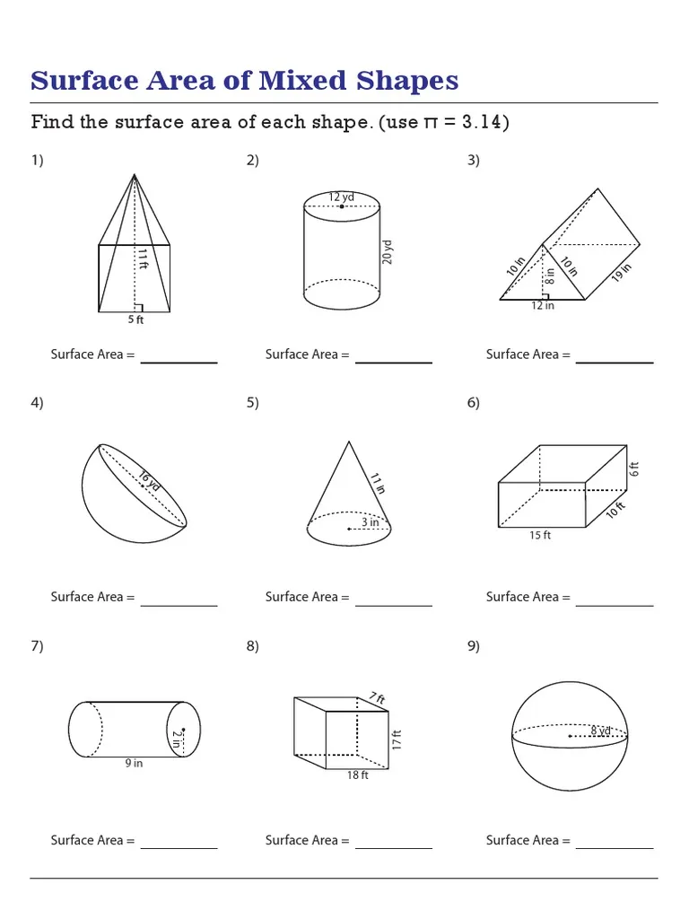 An Introduction to Surface Area teaching worksheet for students Worksheet illustrating surface area concepts for sixth graders
