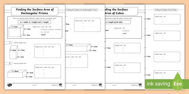 Visual guide for teaching surface area in a sixth-grade classroom setting Surface area worksheet for sixth graders, designed to enhance understanding of the concept