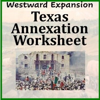 Texas Annexation Timeline worksheet illustrating the historical transitions of Texas territory before statehood