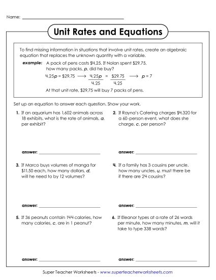 Finding Unit Rates Maze Worksheet 10 for Sixth Grade Math Class Sixth grade math worksheet featuring a Finding Unit Rates Maze for students learning rational numbers