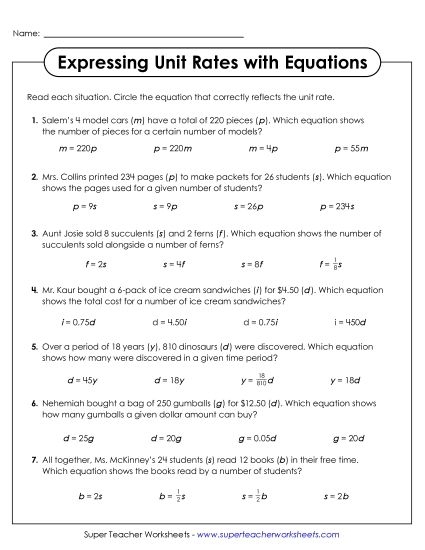 Finding Unit Rates Maze Worksheet Number 7 for 6th Grade Math Practice Sixth grade math worksheet featuring a maze focused on calculating unit rates for integers and rational numbers