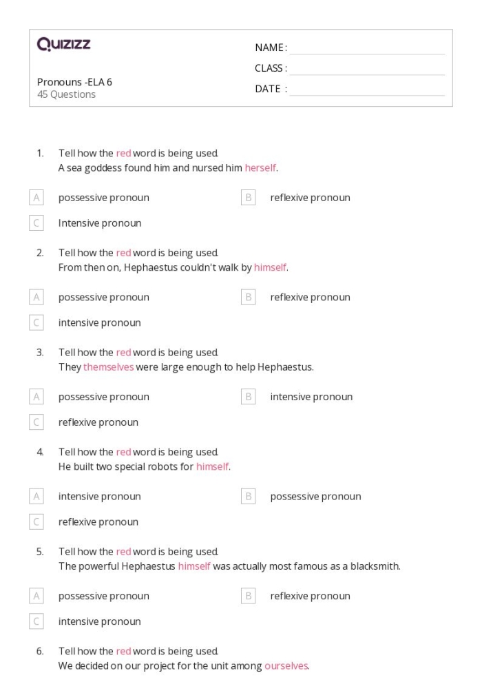 Enhance grammar skills with the Identifying Vague Pronouns worksheet for Grade 6 Worksheet for identifying vague pronouns in sixth-grade writing exercises