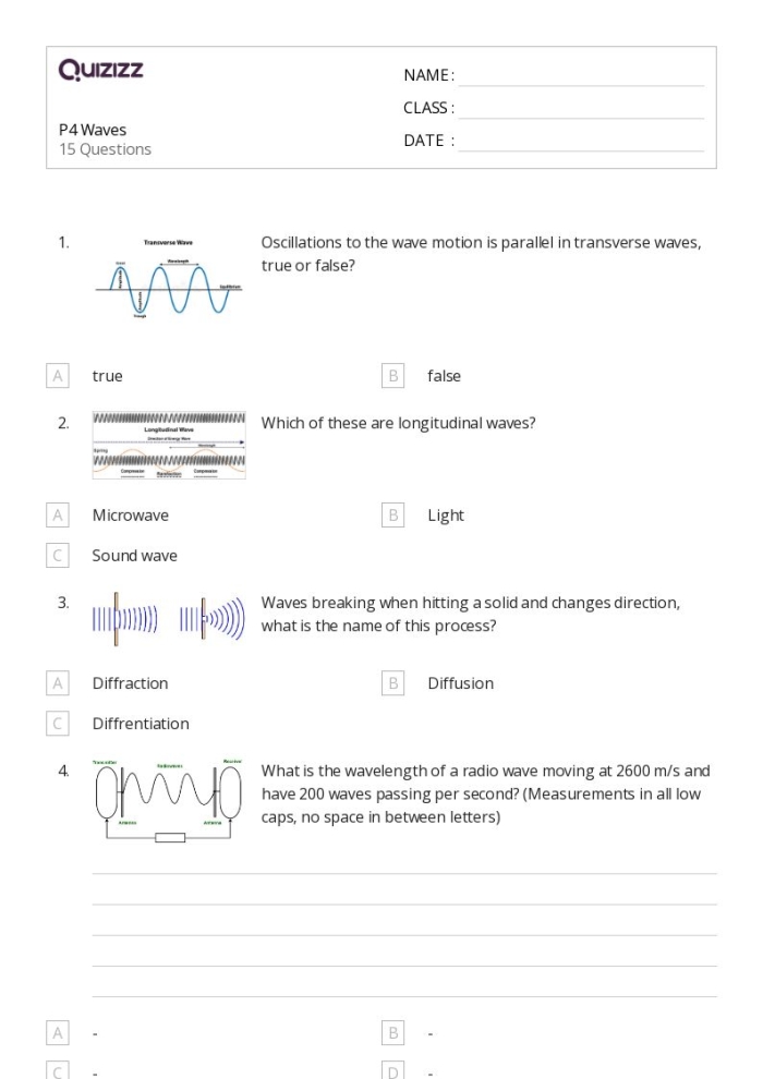 Characteristics of Waves: Part 1 worksheet highlighting wave properties for sixth graders