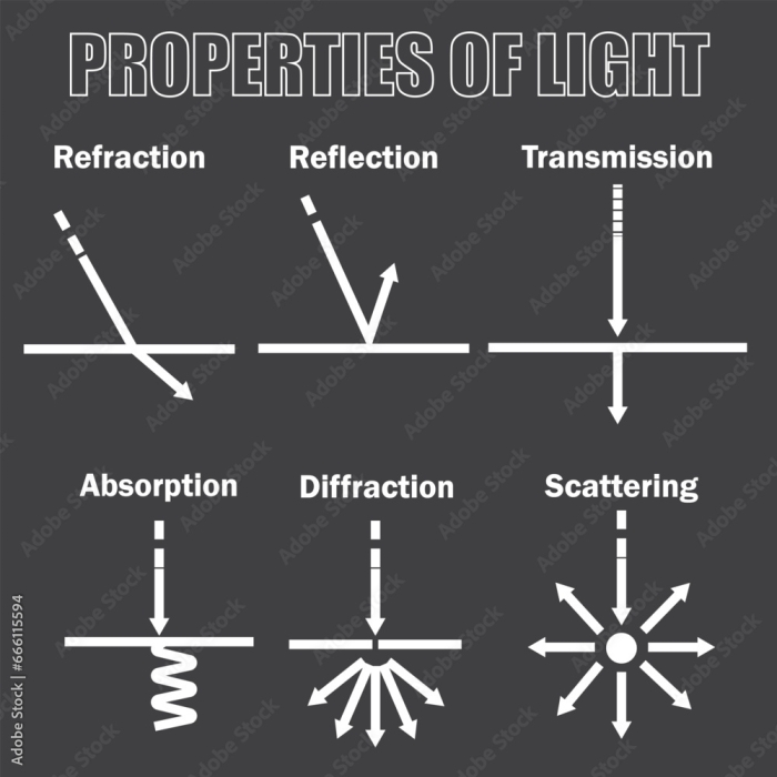 Transmission, Absorption, and Reflection: Worksheet on Wave Interactions Illustration of wave interactions with materials in a physical science worksheet for sixth graders