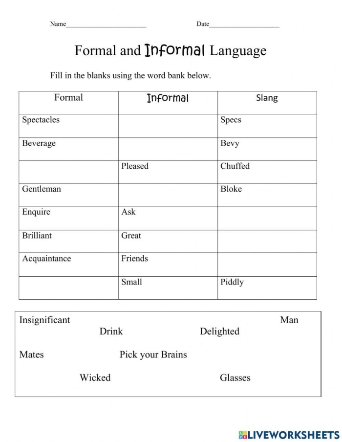 Engaging worksheet for students to explore writing styles in a winter theme Winter Writing worksheet for sixth graders highlighting formal and informal writing styles