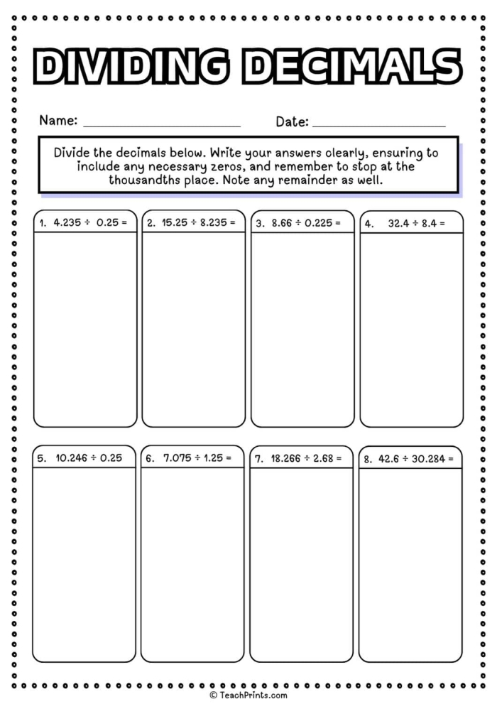Division With Decimals Worksheet Number 25 Life Science Activity Sixth grade science students practicing long division with decimal numbers on a printed worksheet