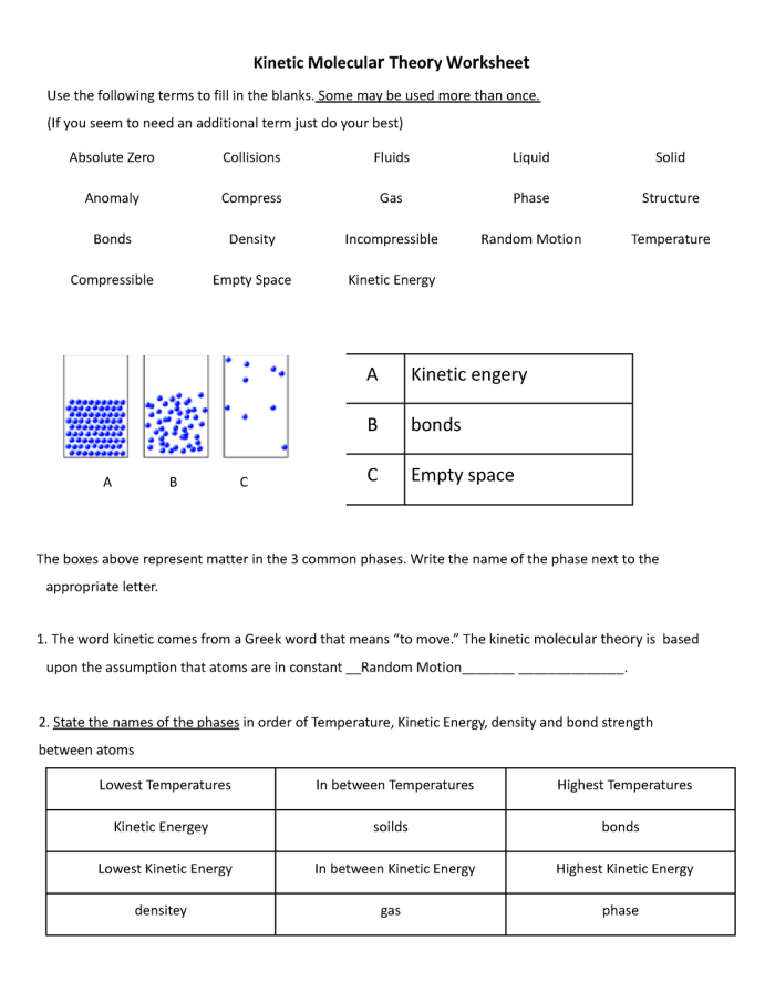 Kinetic Energy and Temperature Change Data and Graphing Worksheet 4 Sixth grade science worksheet focused on plotting data and analyzing the relationship between kinetic energy and temperature