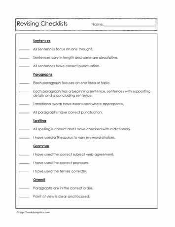 Sixth grade algebra students using an editing checklist worksheet to improve their writing mechanics
