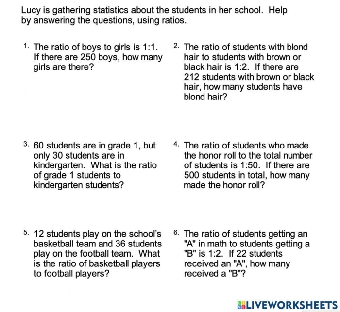 Sixth grade student working through a word problem to write a ratio on a math worksheet
