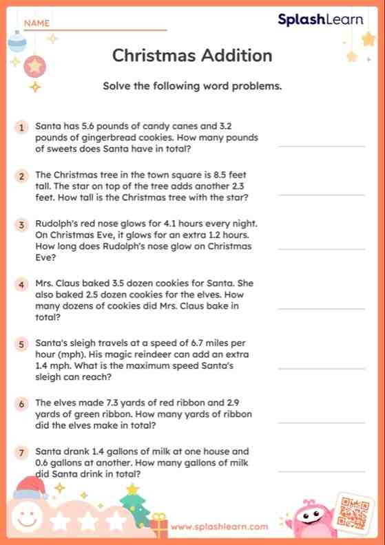Sweet Sprouts worksheet page 13 featuring decimal word problems for middle school math practice Sixth-grade students solving decimal addition and subtraction problems about plant growth measurements