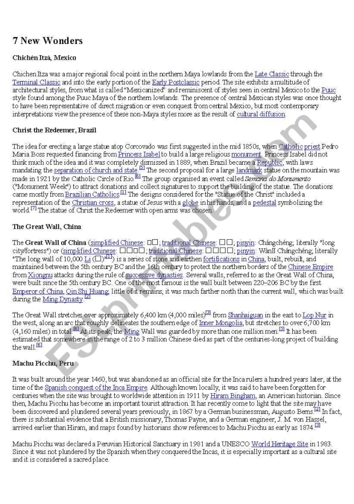 Sixth grade student researching the New Seven Wonders of the World on a number theory worksheet