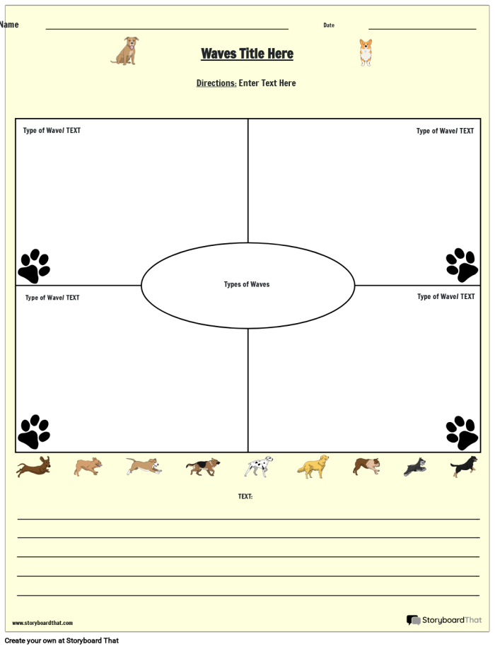 Sixth grade students analyzing wave amplitude and frequency relationships on a science worksheet about wave characteristics