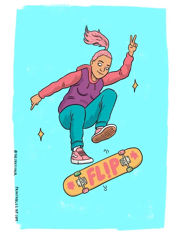 Skateboarding coloring page worksheet featuring a child on a skateboard, perfect for kindergarten students. Fun skateboarding theme for kids to engage with while learning about time and money.