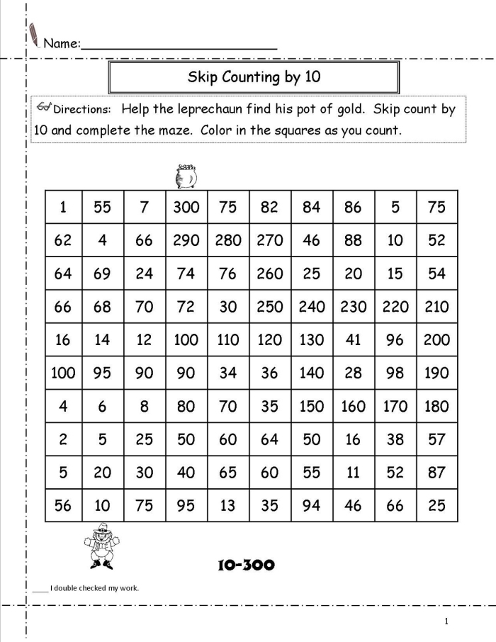 Skip counting by 10 worksheet for kindergarten students featuring colorful visuals. Engaging activity to practice counting in groups of ten.
