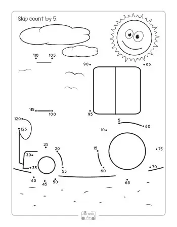 Counting by 2s Dot to Dot worksheet featuring connected dots to unveil a hidden image