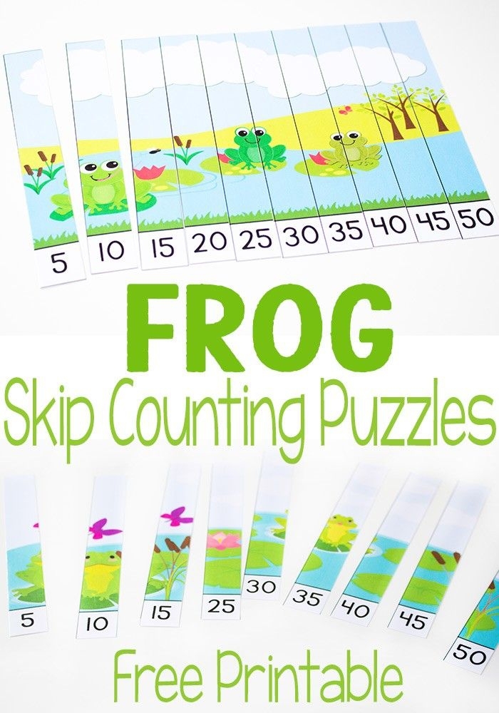 Second grade math worksheet featuring frog characters to practice skip counting by fives