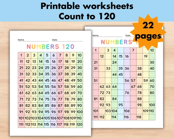 Skip Counting Chart worksheet for first graders to discover number patterns