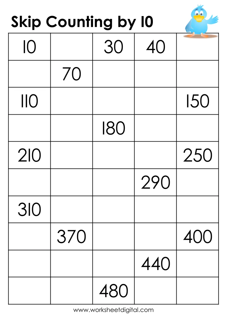Skip counting worksheet for first graders featuring fun sports themes
